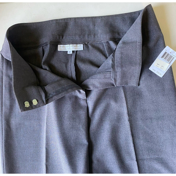 Sutton Studio Pants Womens Size 8 Gray Office Career NWT USA Made Bloomingdales - Picture 2 of 8